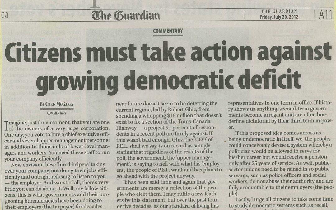 Citizens must take action against growing democratic deficit